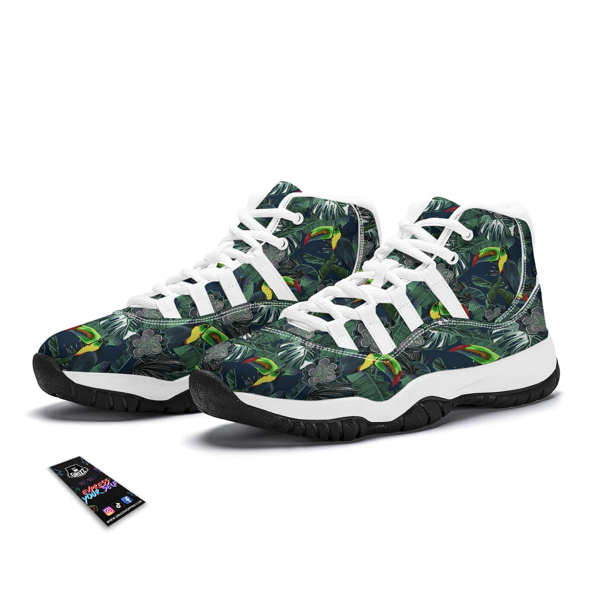 Hawaii Toucan Aloha Print Pattern White Bball Shoes-grizzshop