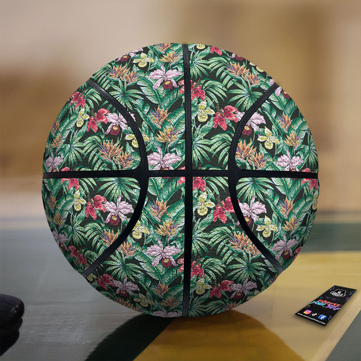 Hawaii Hibiscus Orchids Print Pattern Basketball