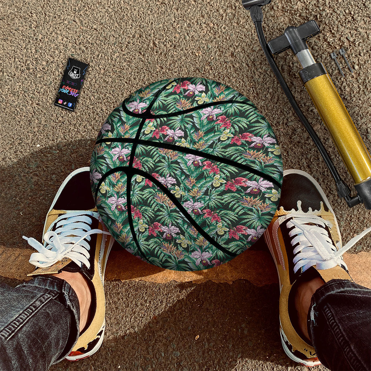 Hawaii Hibiscus Orchids Print Pattern Basketball