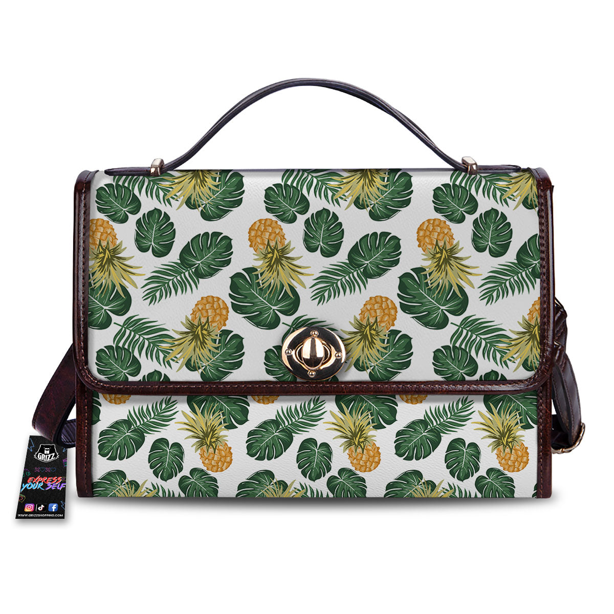 Hawaii Hibiscus Pineapple Print Pattern Women's Satchel Bag