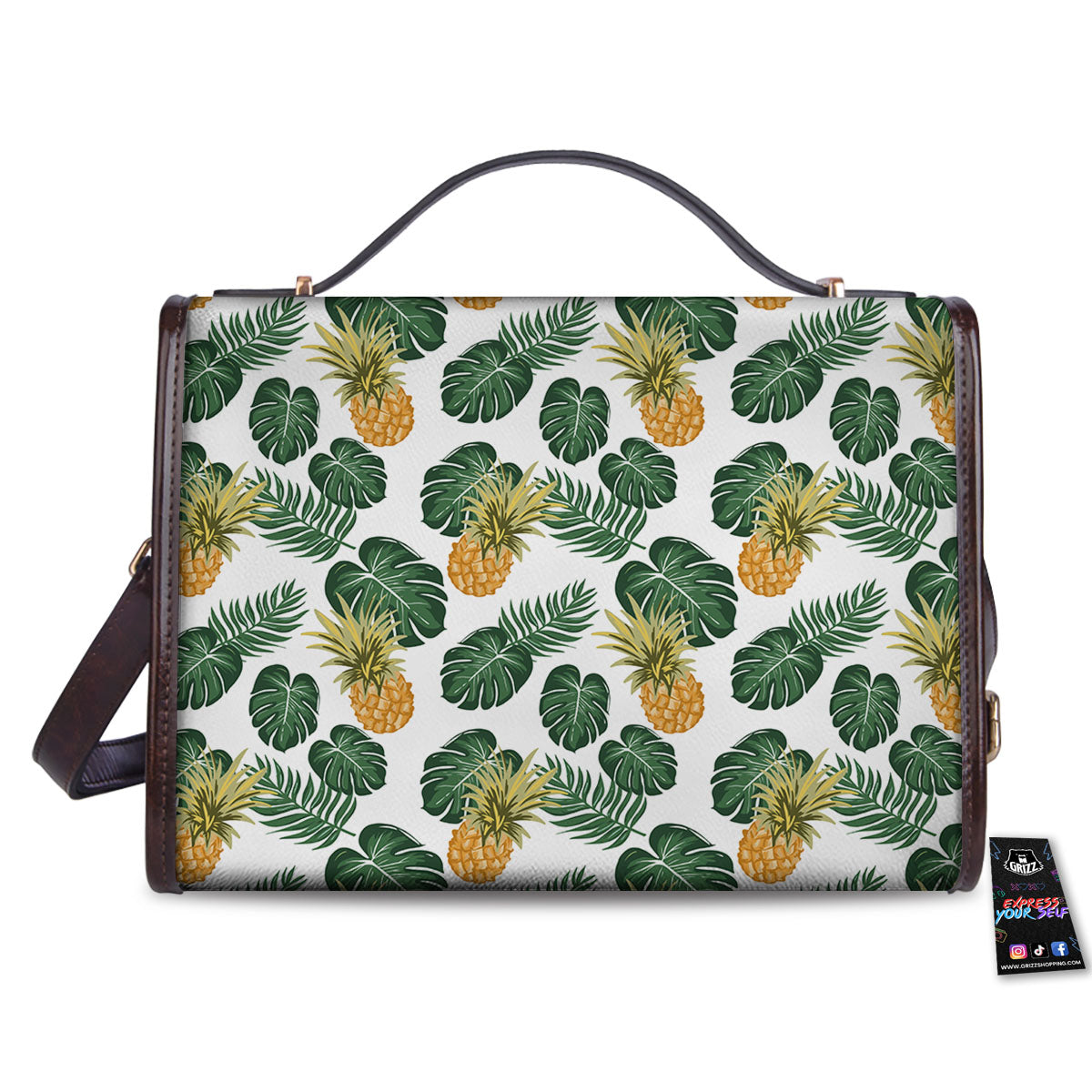 Hawaii Hibiscus Pineapple Print Pattern Women's Satchel Bag