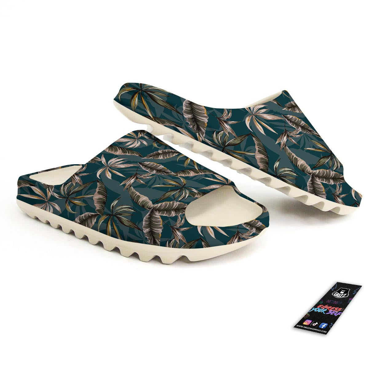Hawaii Leaf Green Tropical Print Pattern Sandals-grizzshop
