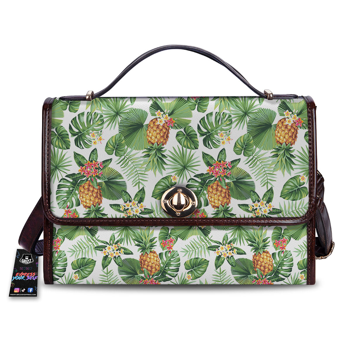 Hawaii Leaves Pineapple Print Pattern Women's Satchel Bag
