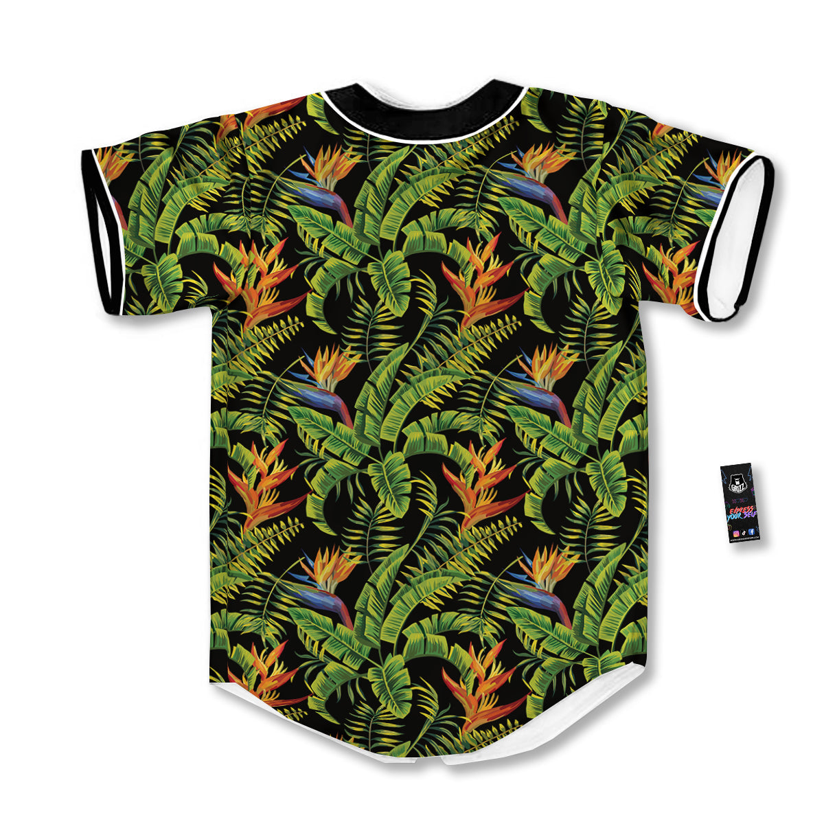 Hawaiian Banana Leaf Print Pattern Baseball Jersey-grizzshop