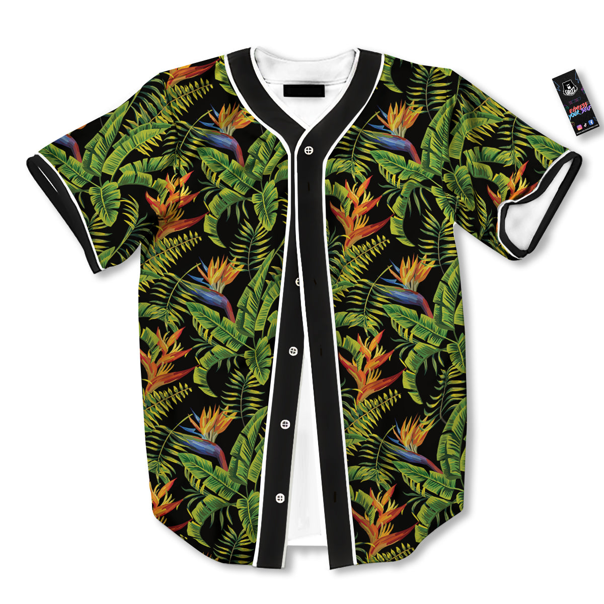 Hawaiian Banana Leaf Print Pattern Baseball Jersey-grizzshop