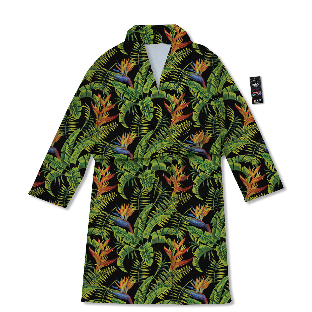 Hawaiian Banana Leaf Print Pattern Bathrobe-grizzshop