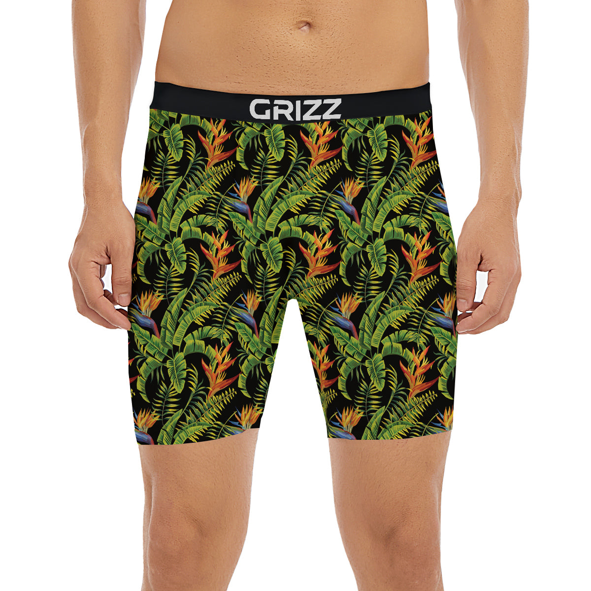 Hawaiian Banana Leaf Print Pattern Boxer Briefs-grizzshop