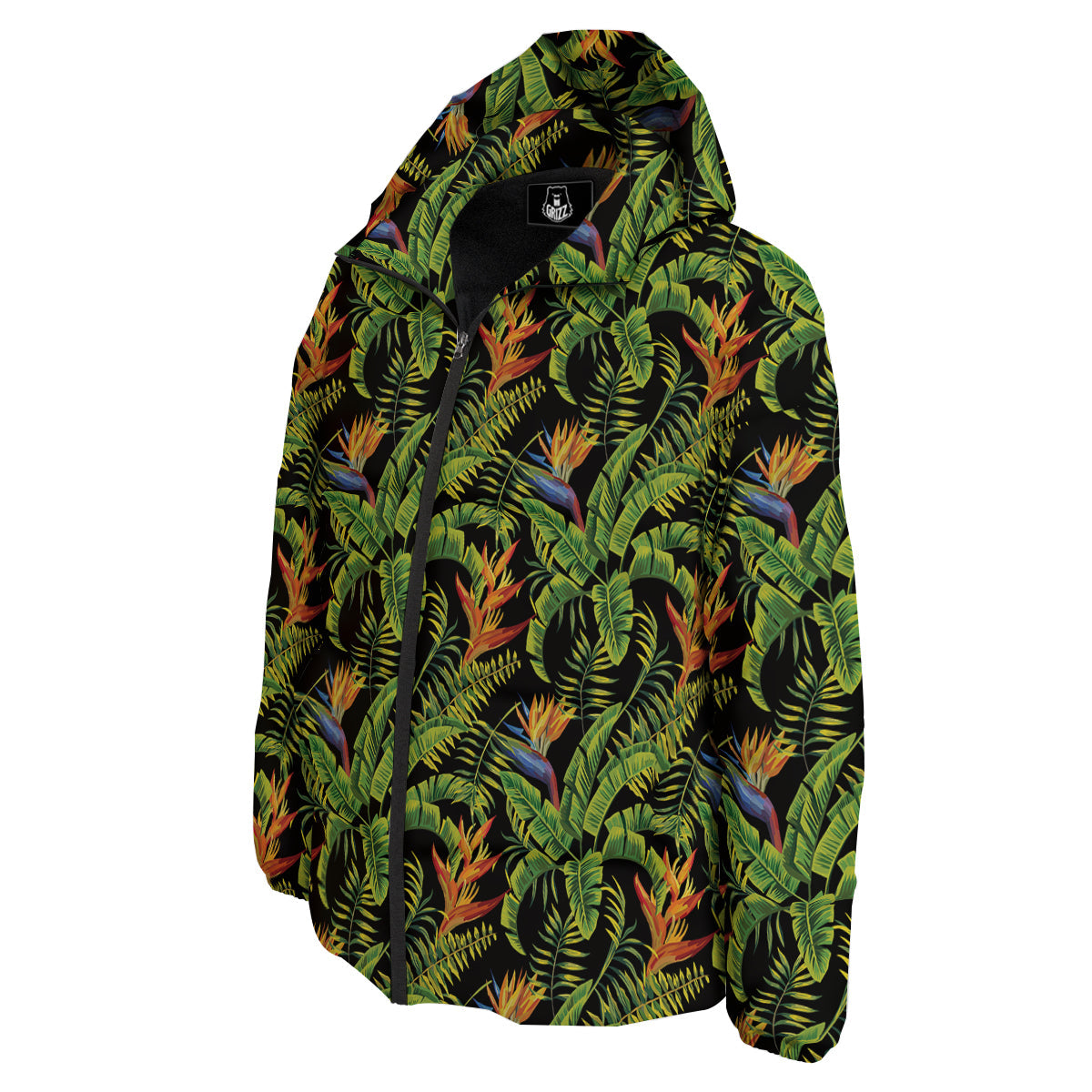 Hawaiian Banana Leaf Print Pattern Down Jacket-grizzshop