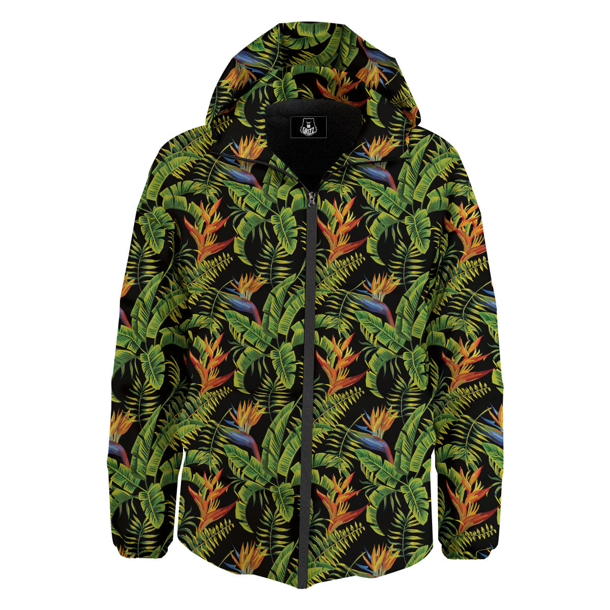 Hawaiian Banana Leaf Print Pattern Down Jacket-grizzshop