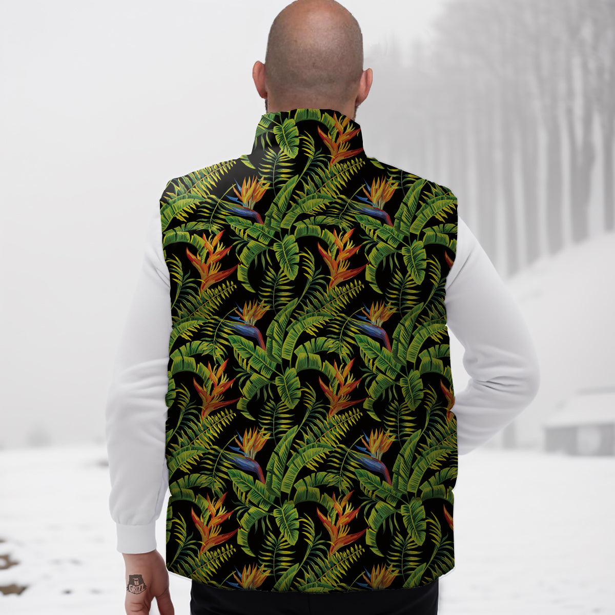 Hawaiian Banana Leaf Print Pattern Down Vest