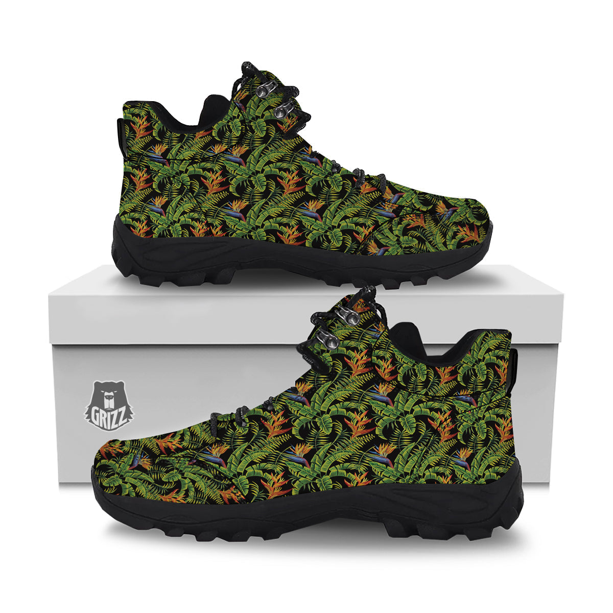 Hawaiian Banana Leaf Print Pattern Hiking Shoes-grizzshop