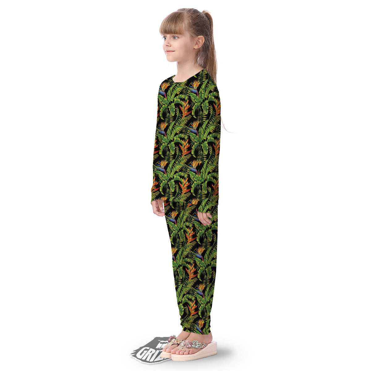 Hawaiian Banana Leaf Print Pattern Kid's Pajamas-grizzshop