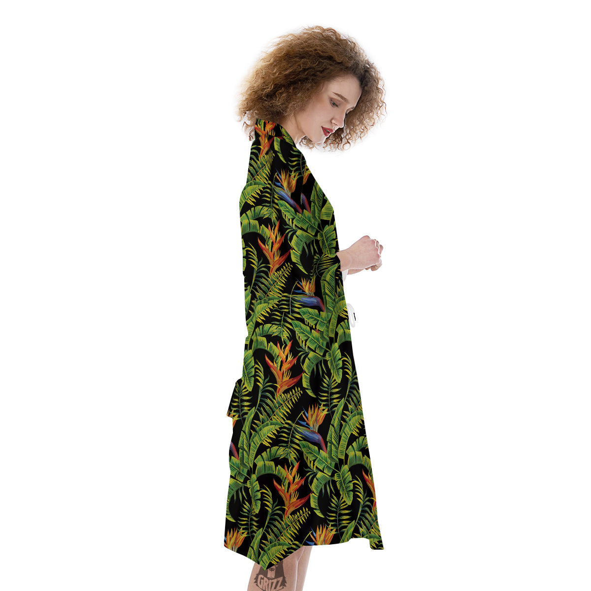 Hawaiian Banana Leaf Print Pattern Kimono-grizzshop