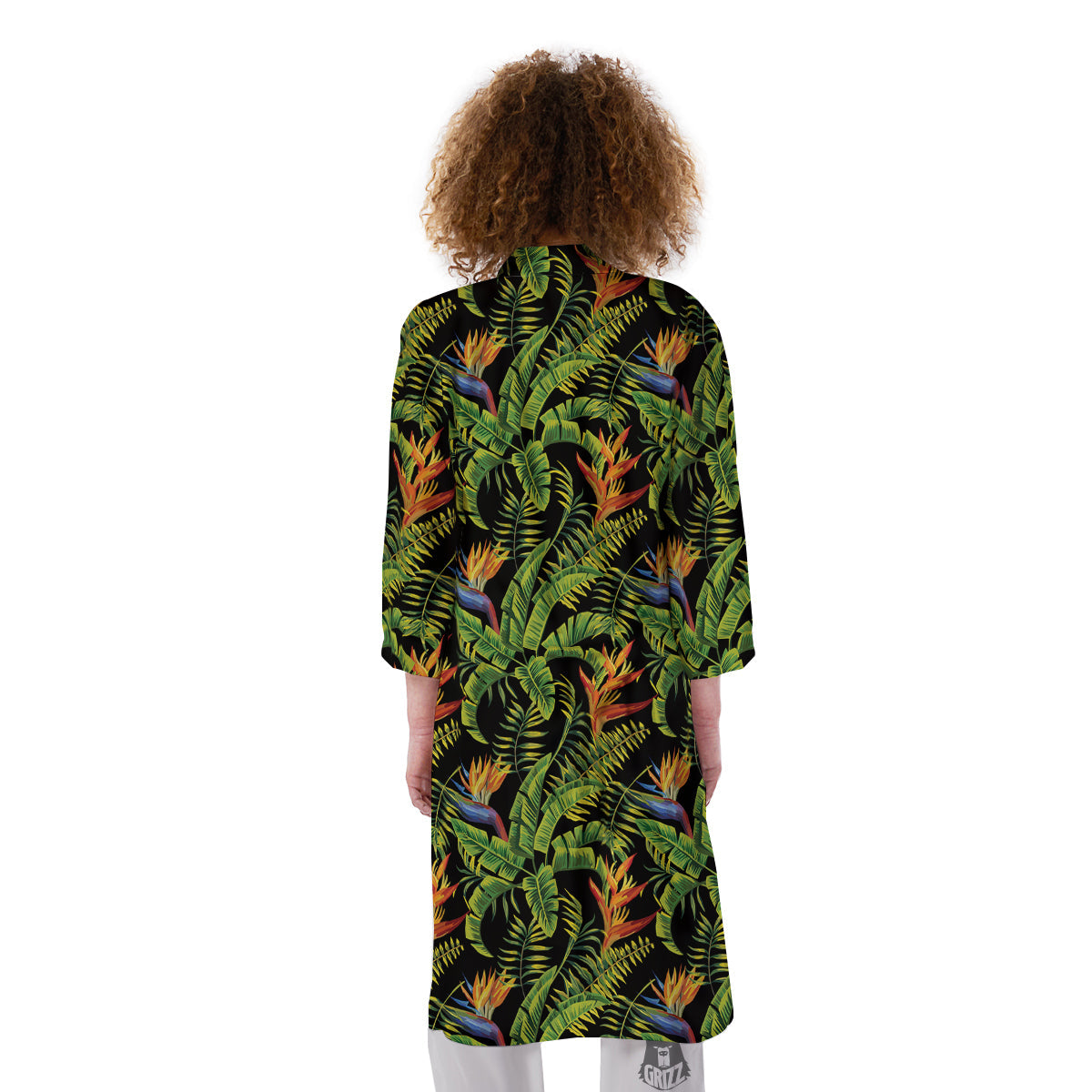 Hawaiian Banana Leaf Print Pattern Kimono-grizzshop
