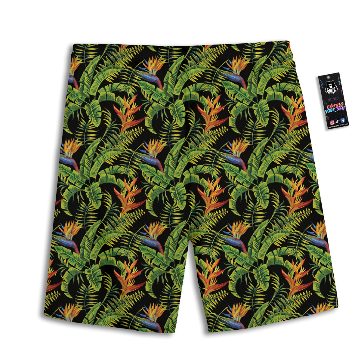 Hawaiian Banana Leaf Print Pattern Men's Athletic Shorts