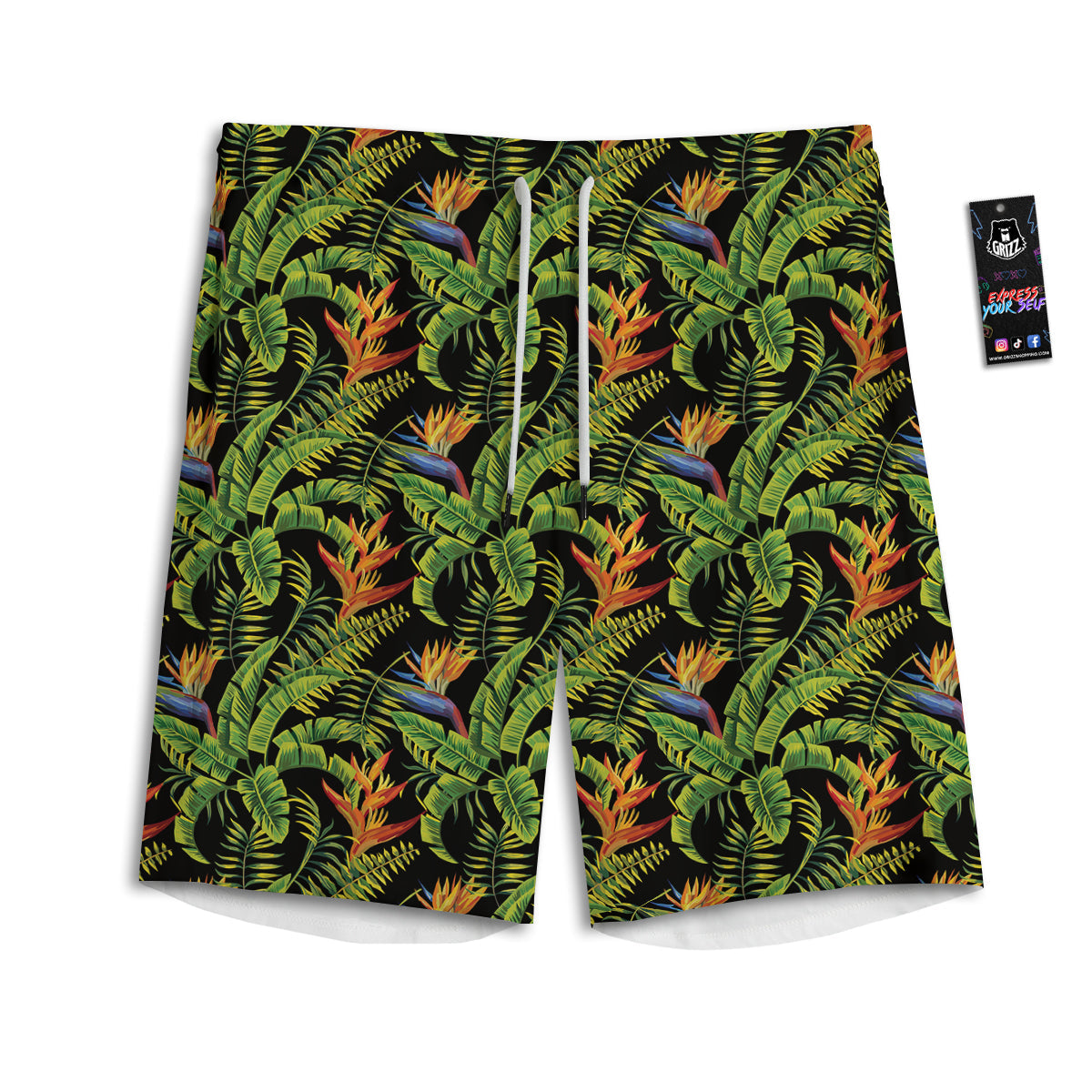 Hawaiian Banana Leaf Print Pattern Men's Athletic Shorts