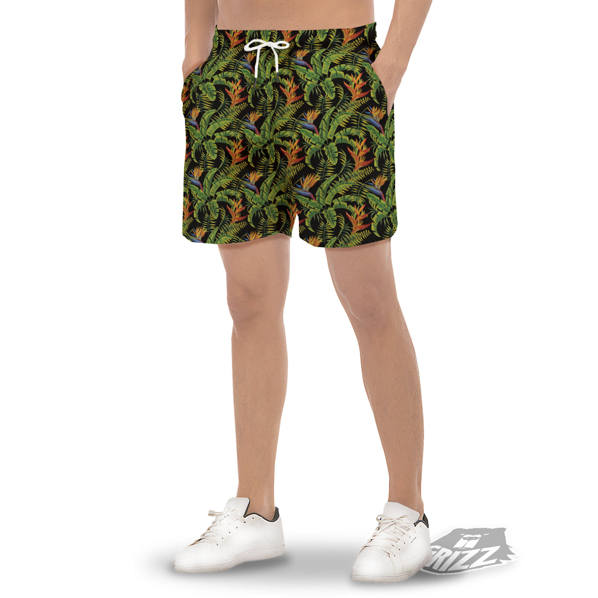 Hawaiian Banana Leaf Print Pattern Men's Gym Shorts-grizzshop