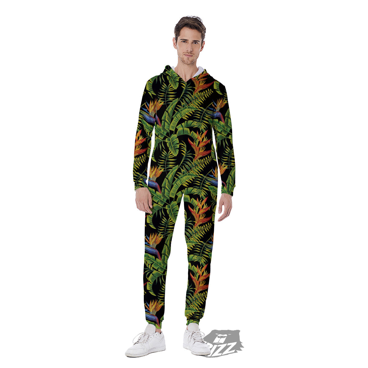 Hawaiian Banana Leaf Print Pattern Men's Jumpsuit-grizzshop