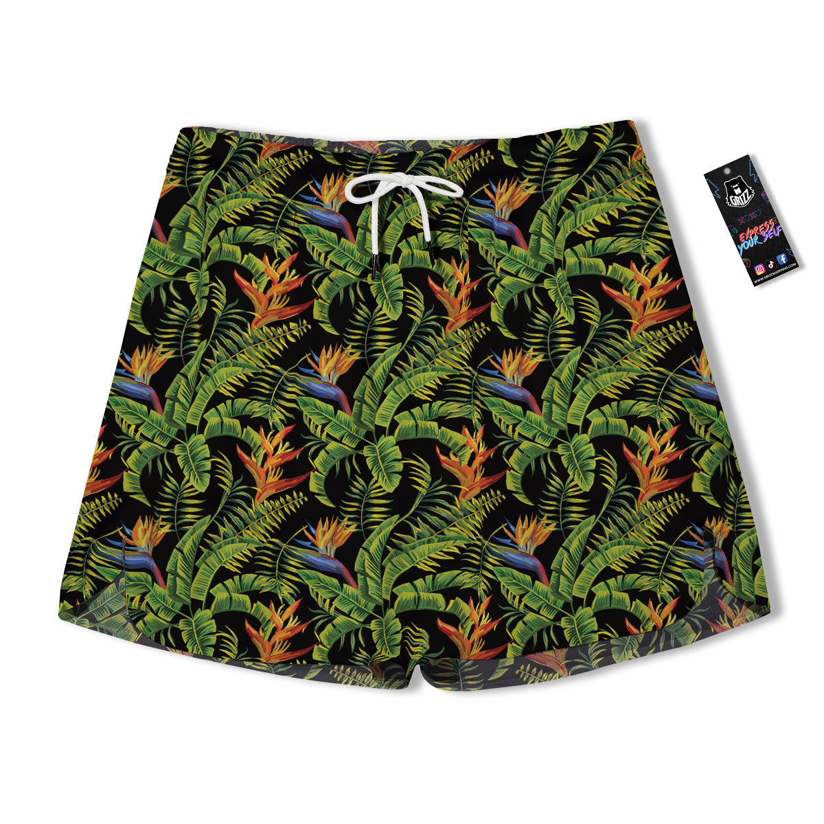 Hawaiian Banana Leaf Print Pattern Men's Running Shorts-grizzshop
