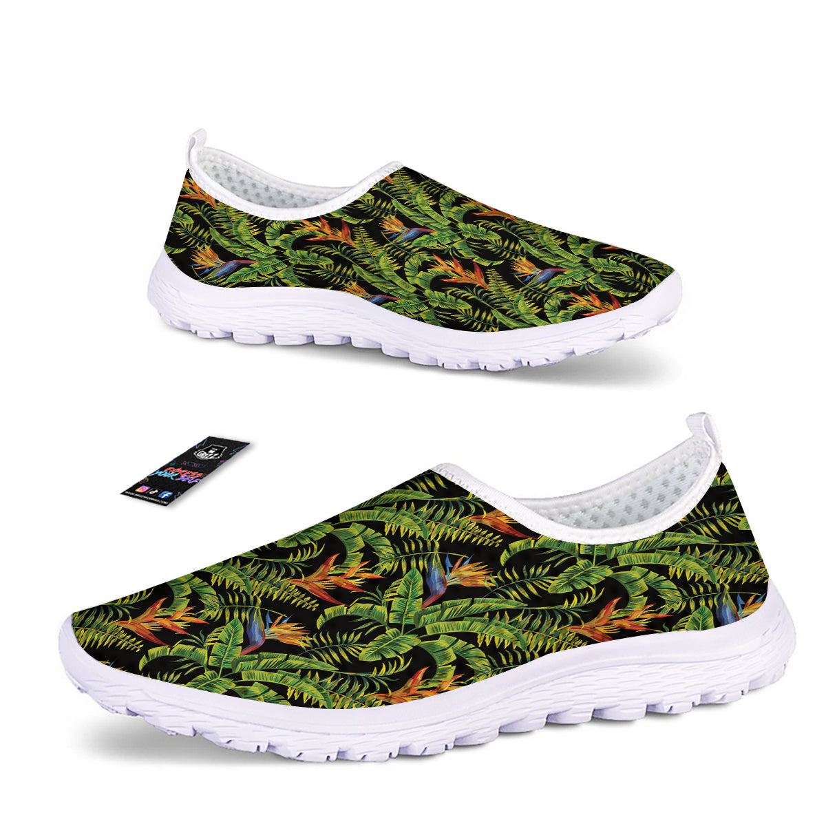 Hawaiian Banana Leaf Print Pattern Nurse Shoes-grizzshop