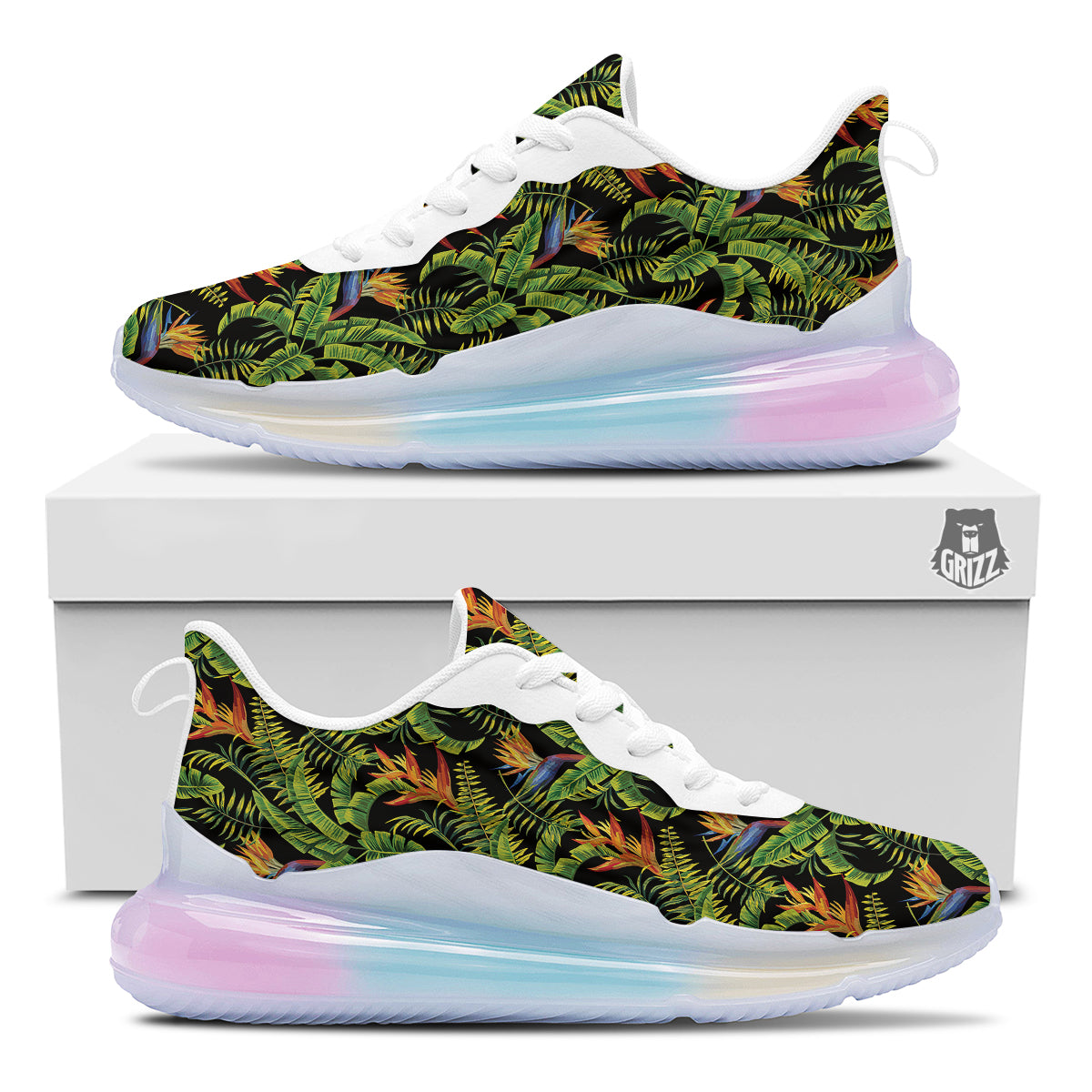 Hawaiian Banana Leaf Print Pattern Running Sneakers-grizzshop