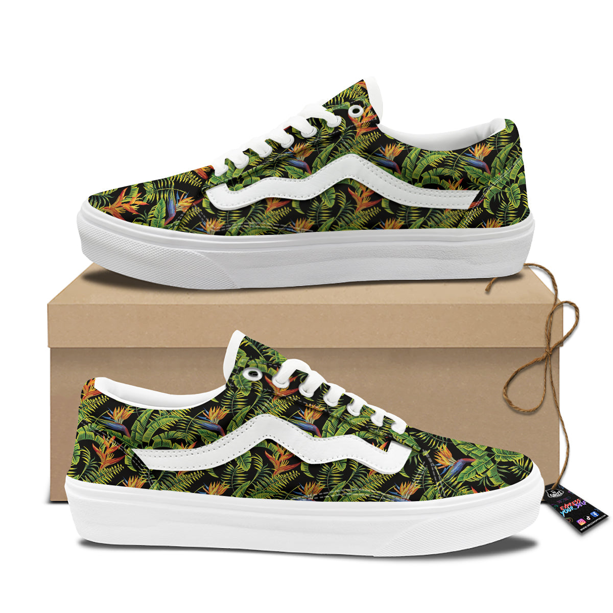 Hawaiian Banana Leaf Print Pattern Skate Shoes-grizzshop