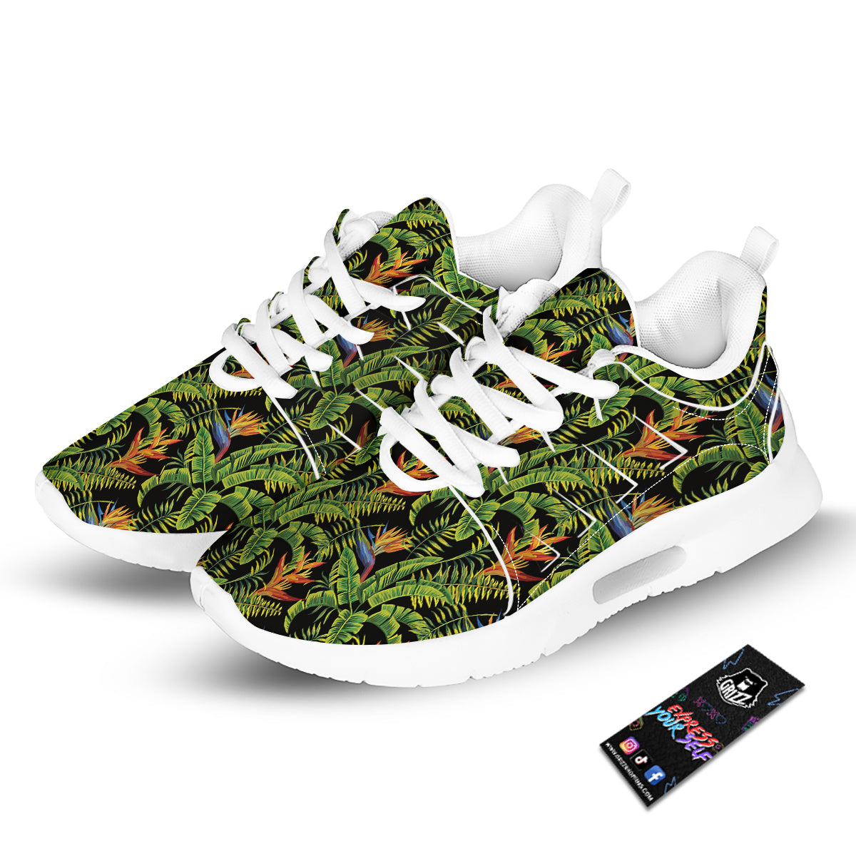 Hawaiian Banana Leaf Print Pattern Tennis Shoes-grizzshop