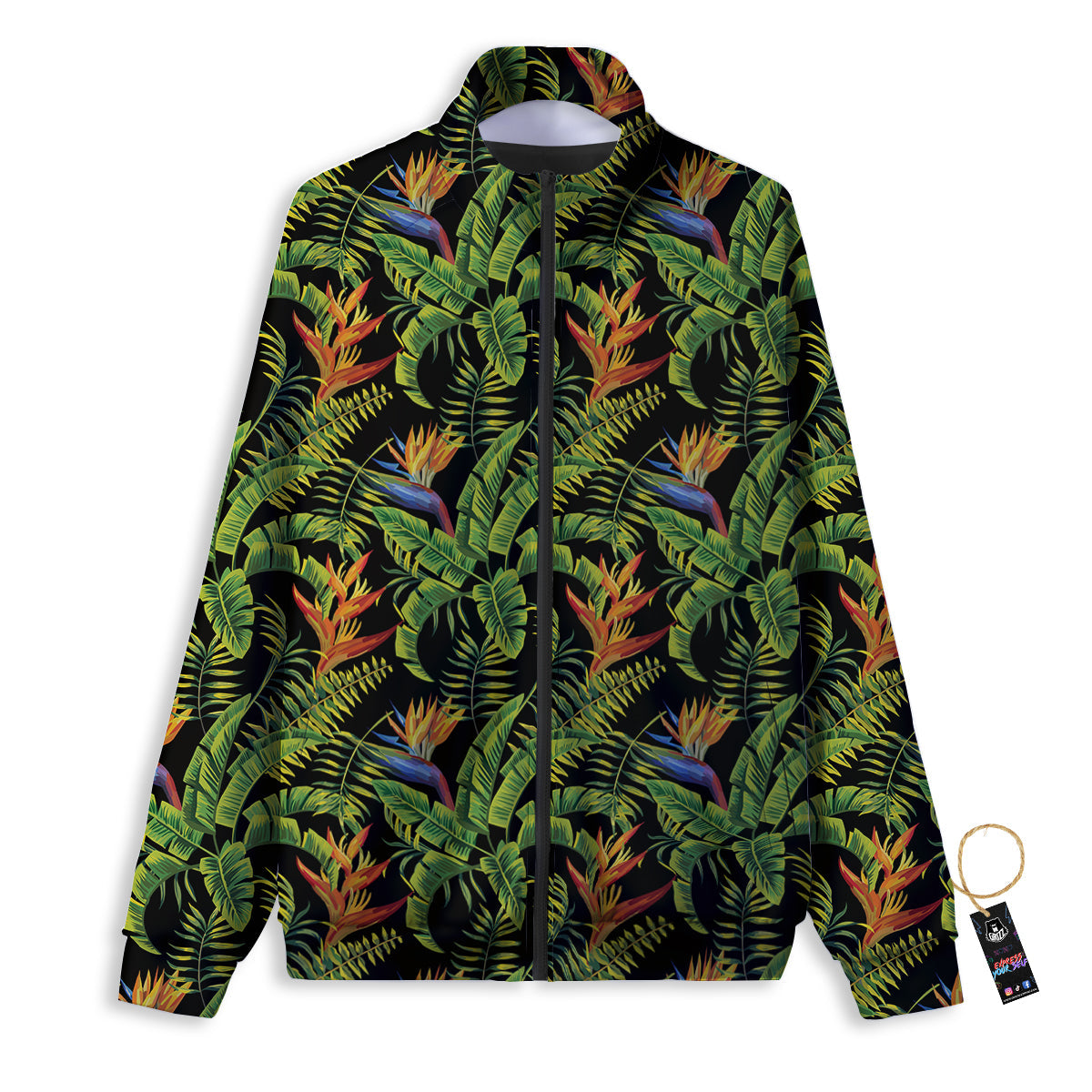 Hawaiian Banana Leaf Print Pattern Track Jacket-grizzshop