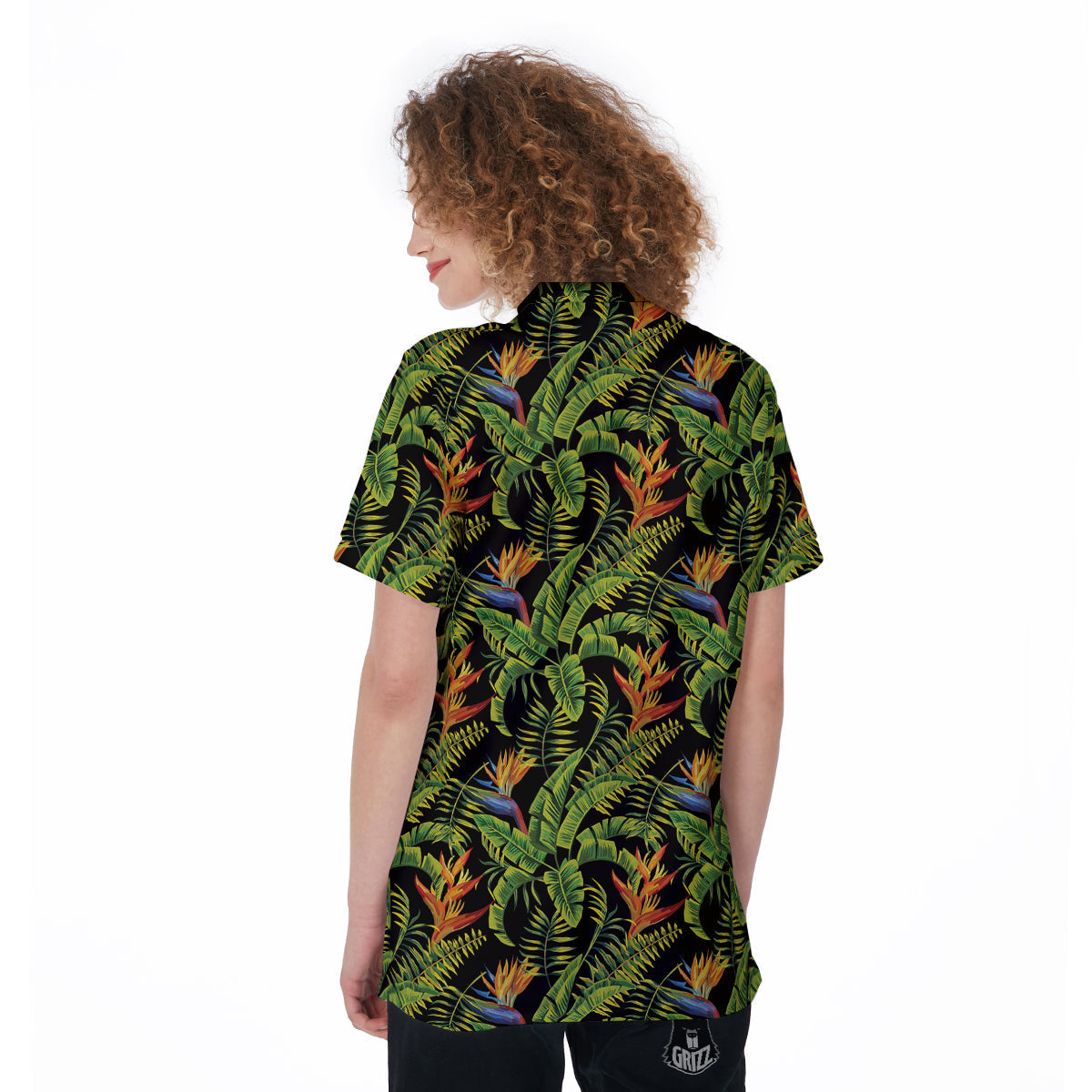 Hawaiian Banana Leaf Print Pattern Women's Golf Shirts-grizzshop