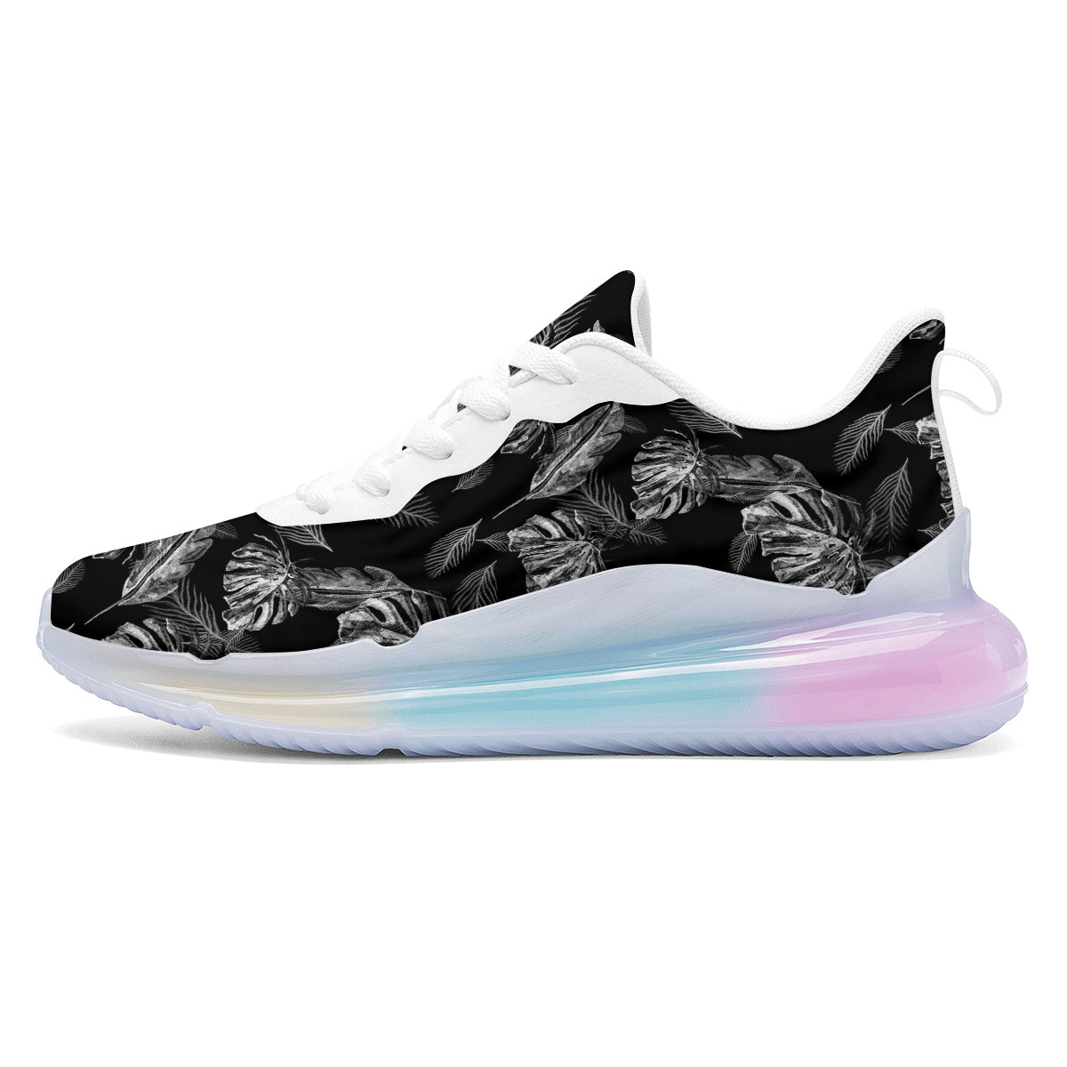 Hawaiian Black And White Print Pattern Running Sneakers-grizzshop