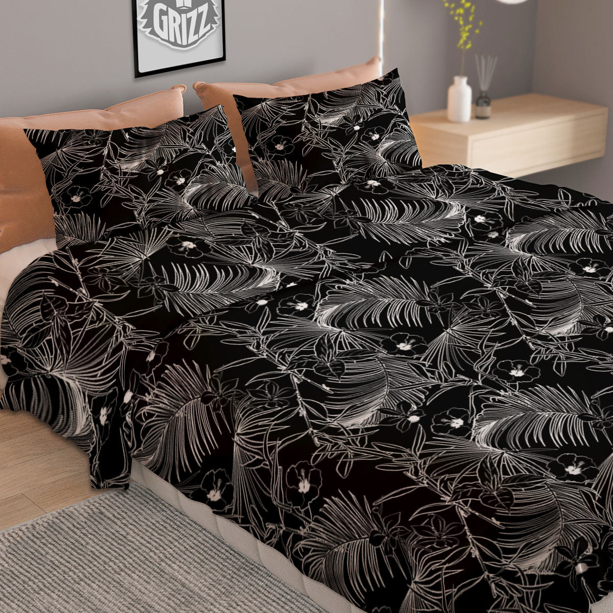Girly Love And Peace Sign Print Pattern Duvet Cover Bedding Set