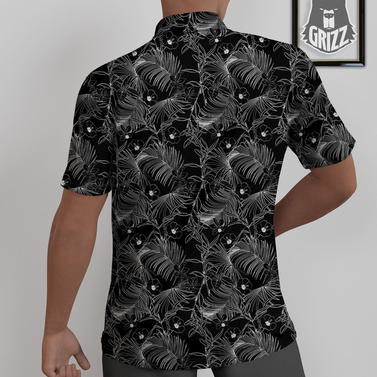 Hawaiian Black Tropical Print Pattern Untucked Shirts-grizzshop