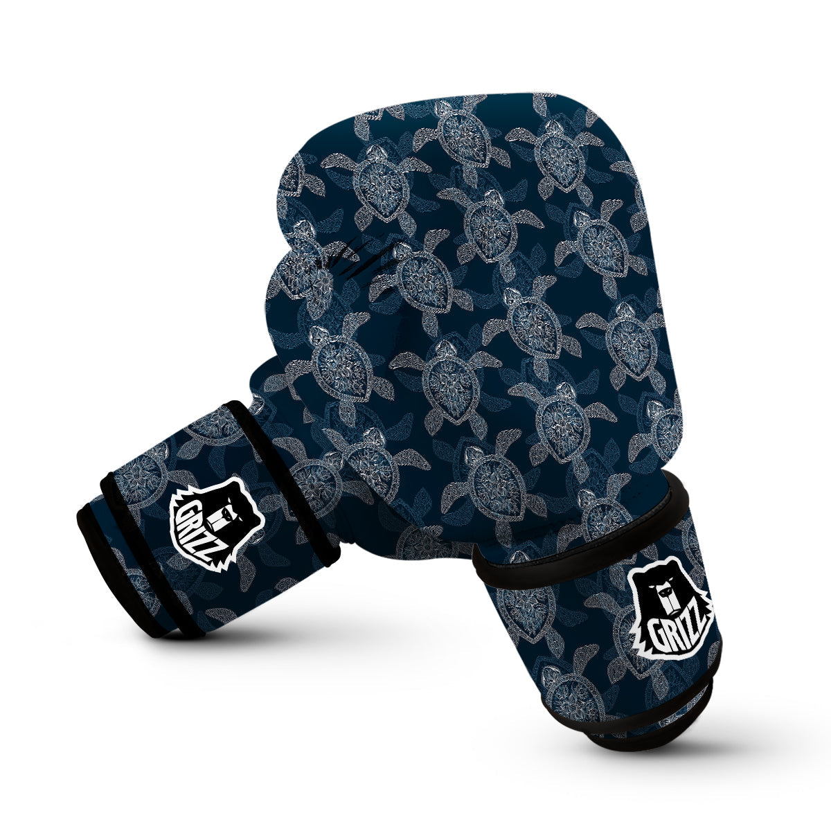 Hawaiian Blue Sea Turtle Pattern Print Boxing Gloves-grizzshop
