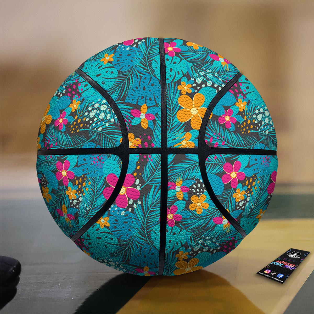 Hawaiian Exotic Tropical Print Pattern Basketball