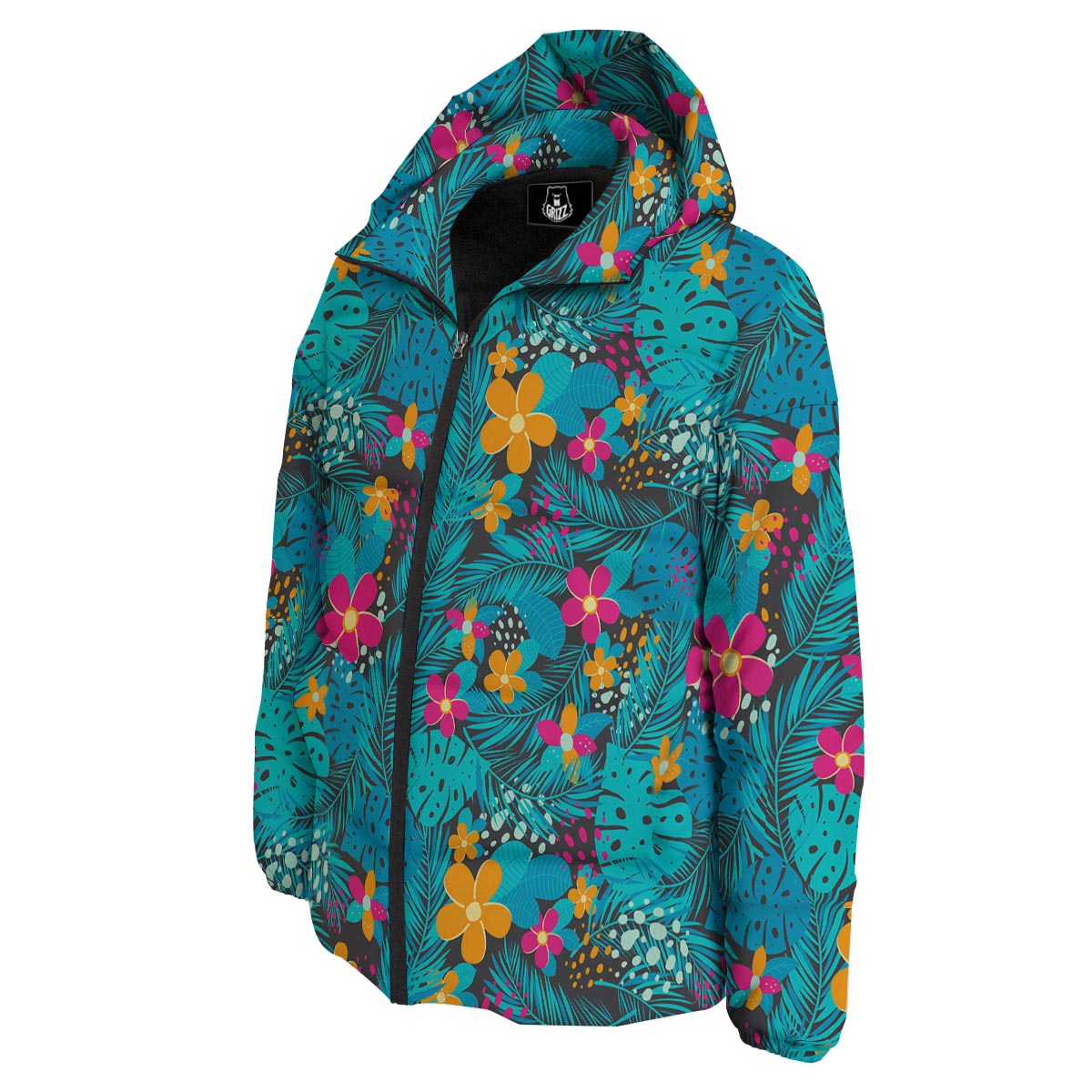 Hawaiian Exotic Tropical Print Pattern Down Jacket-grizzshop