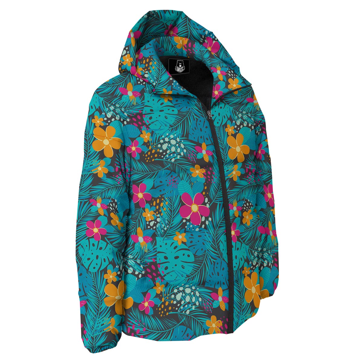 Hawaiian Exotic Tropical Print Pattern Down Jacket-grizzshop