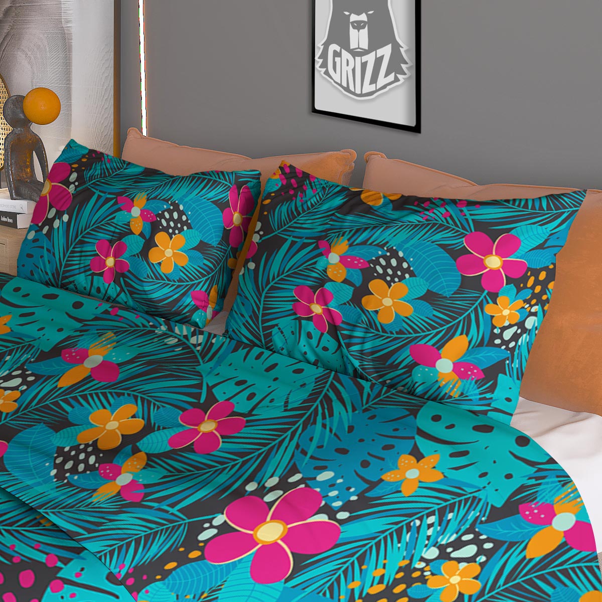 Hawaiian Exotic Tropical Print Pattern Duvet Cover Bedding Set