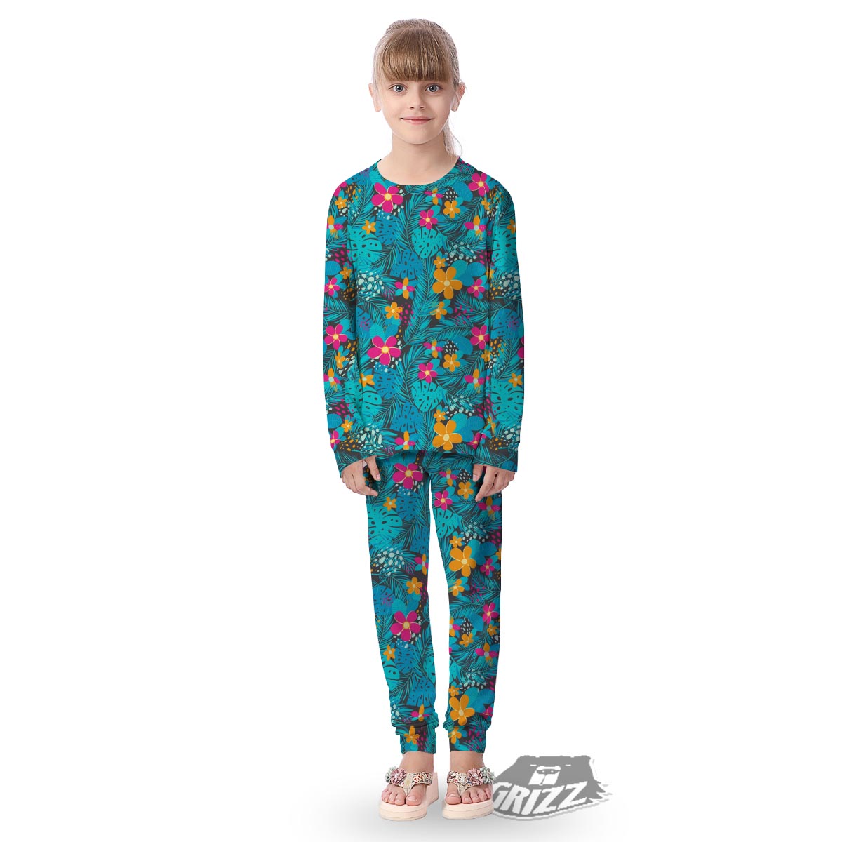 Hawaiian Exotic Tropical Print Pattern Kid's Pajamas-grizzshop