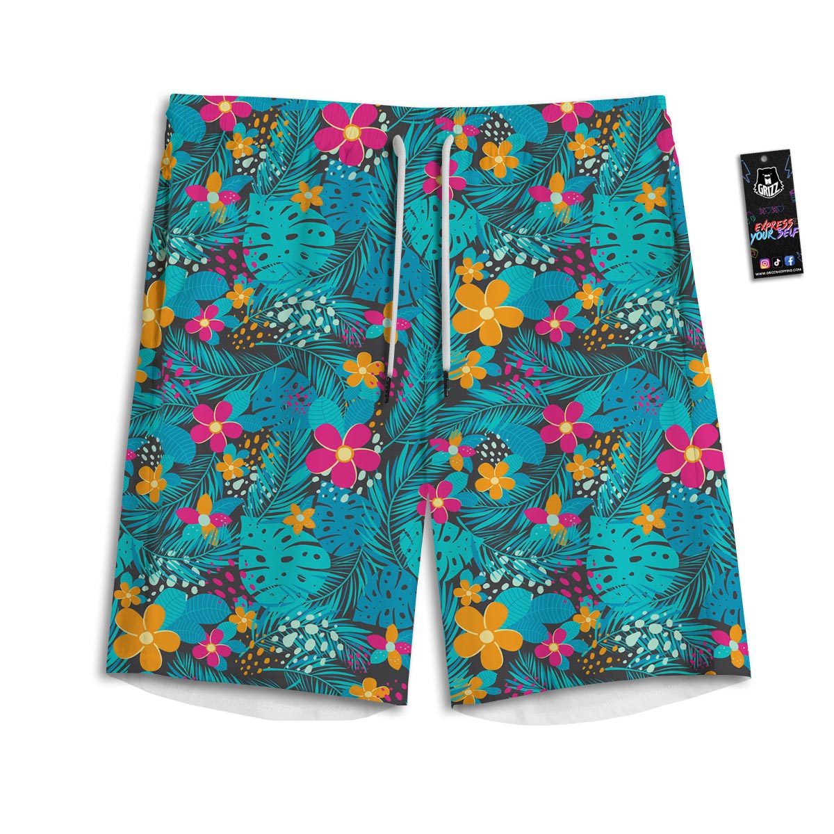 Hawaiian Exotic Tropical Print Pattern Men's Athletic Shorts