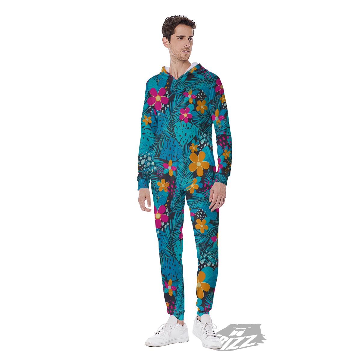 Hawaiian Exotic Tropical Print Pattern Men's Jumpsuit-grizzshop
