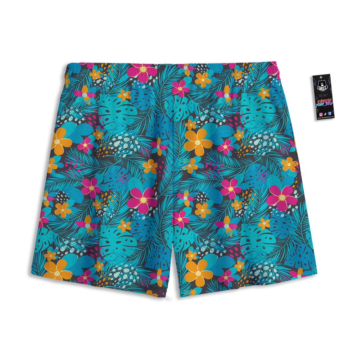Hawaiian Exotic Tropical Print Pattern Mesh Shorts