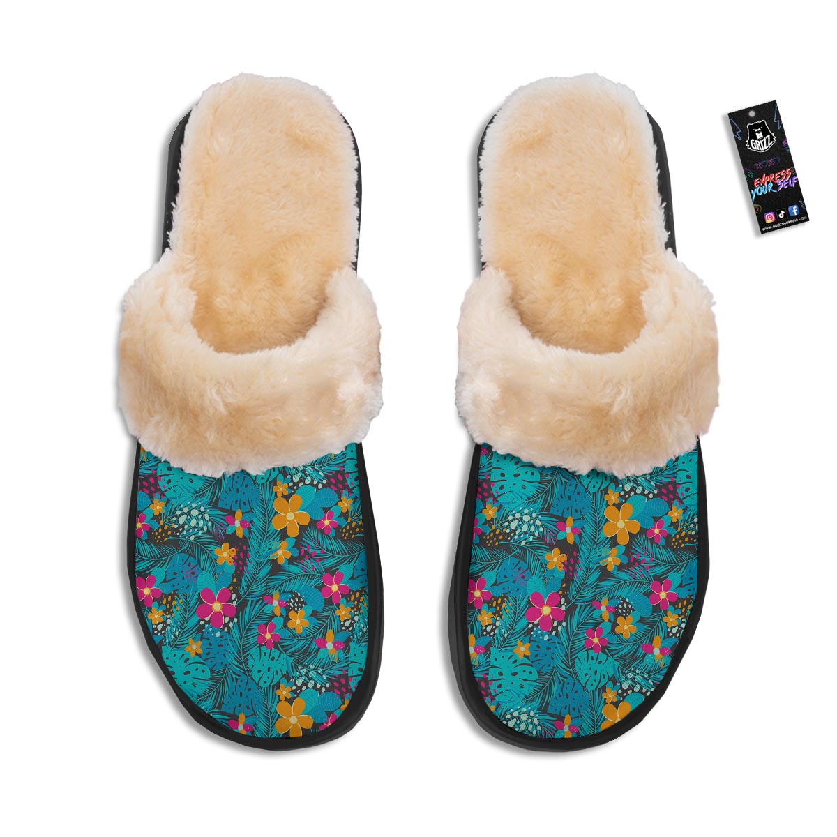 Hawaiian Exotic Tropical Print Pattern Slippers-grizzshop