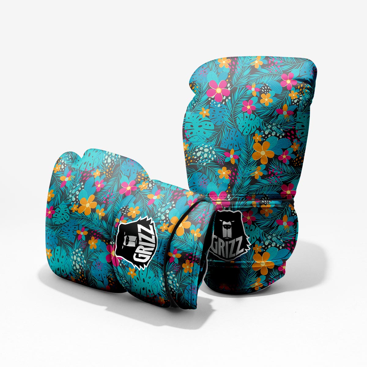 Hawaiian Exotic Tropical Print Pattern Sparring Gloves-grizzshop