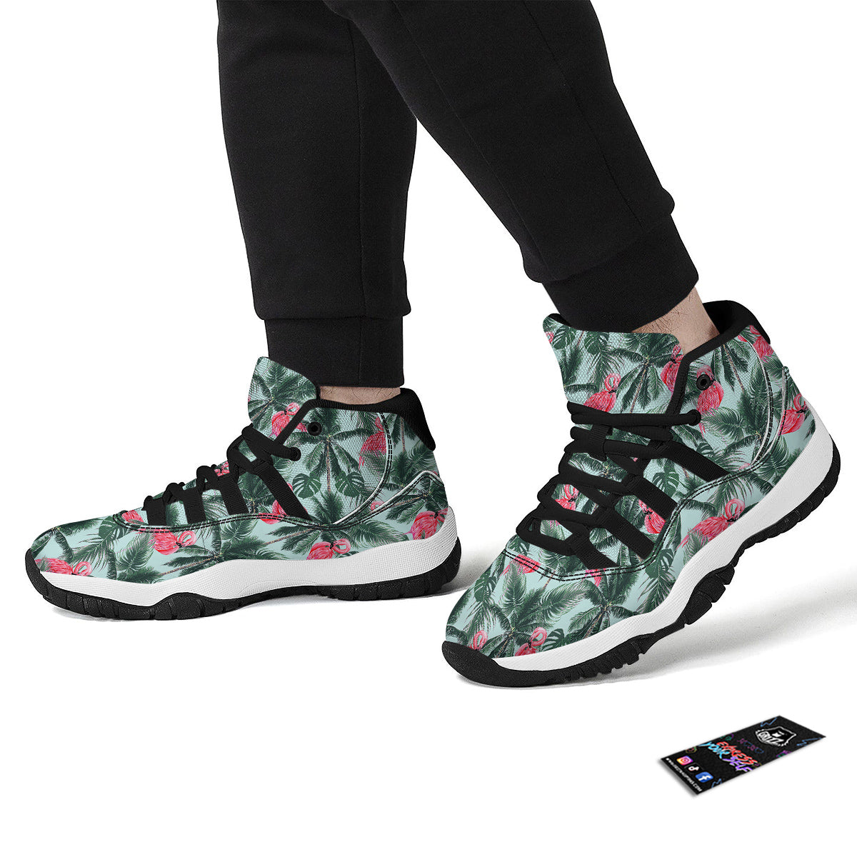 Hawaiian Flamingo Black Bball Shoes-grizzshop