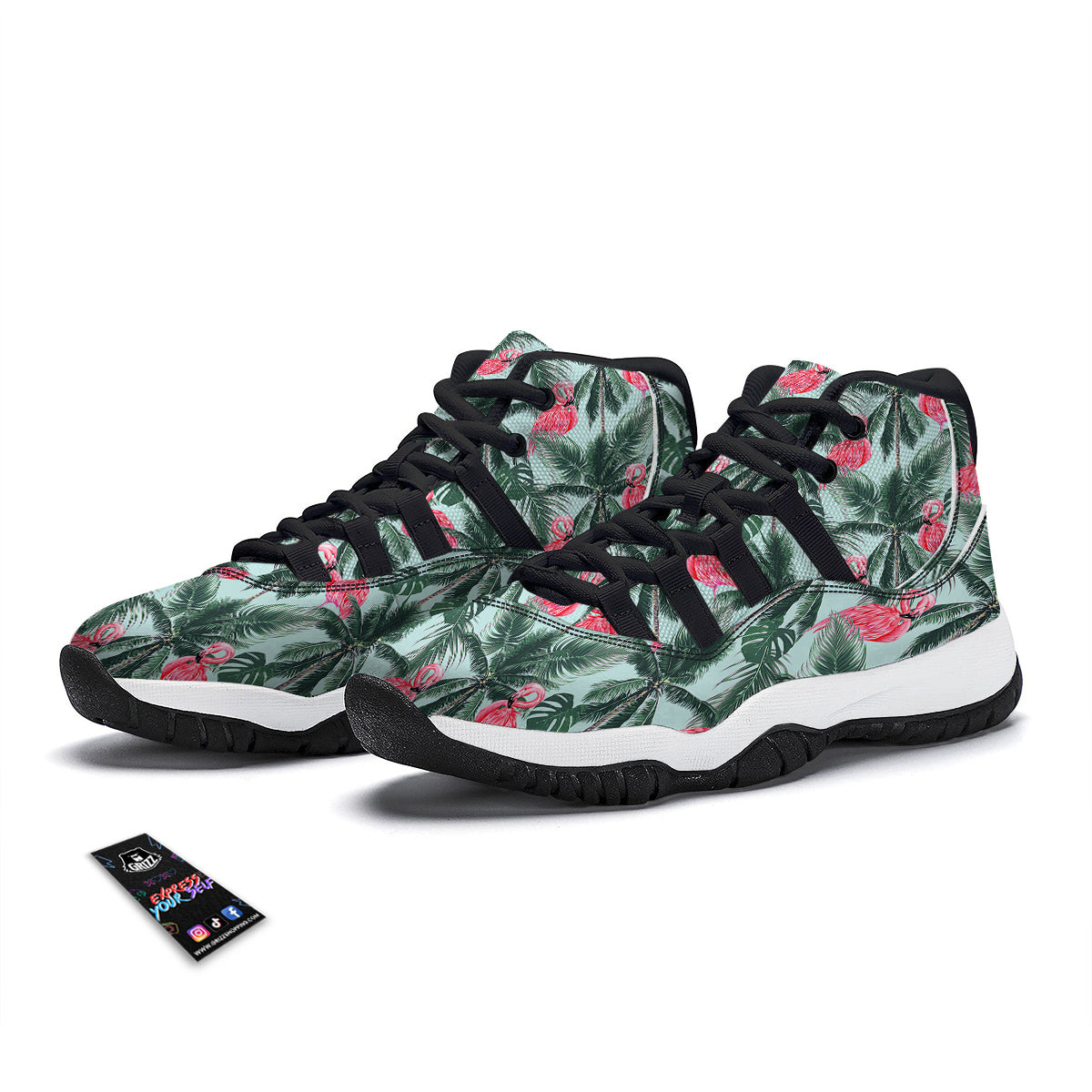 Hawaiian Flamingo Black Bball Shoes-grizzshop
