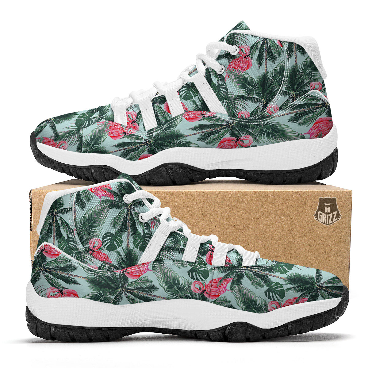 Hawaiian Flamingo White Bball Shoes-grizzshop