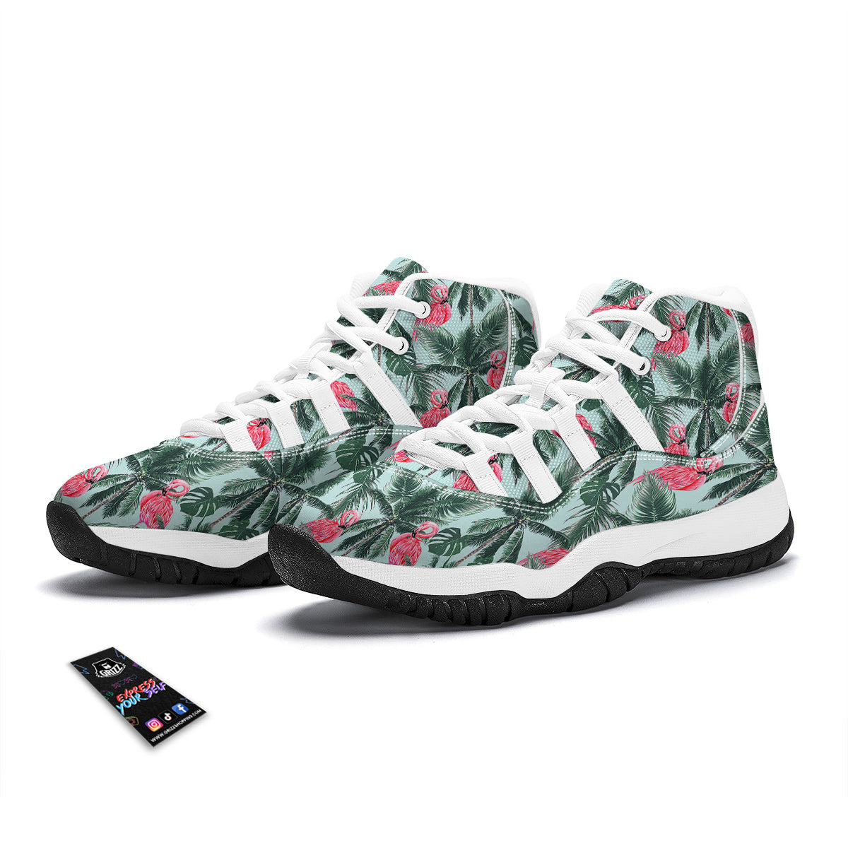 Hawaiian Flamingo White Bball Shoes-grizzshop