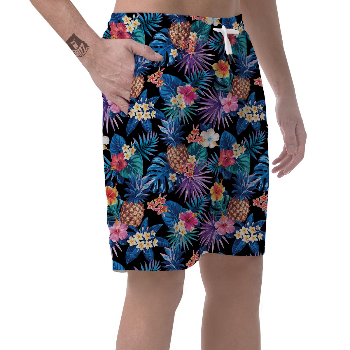 Hawaiian Floral Pineapple Print Men's Shorts-grizzshop