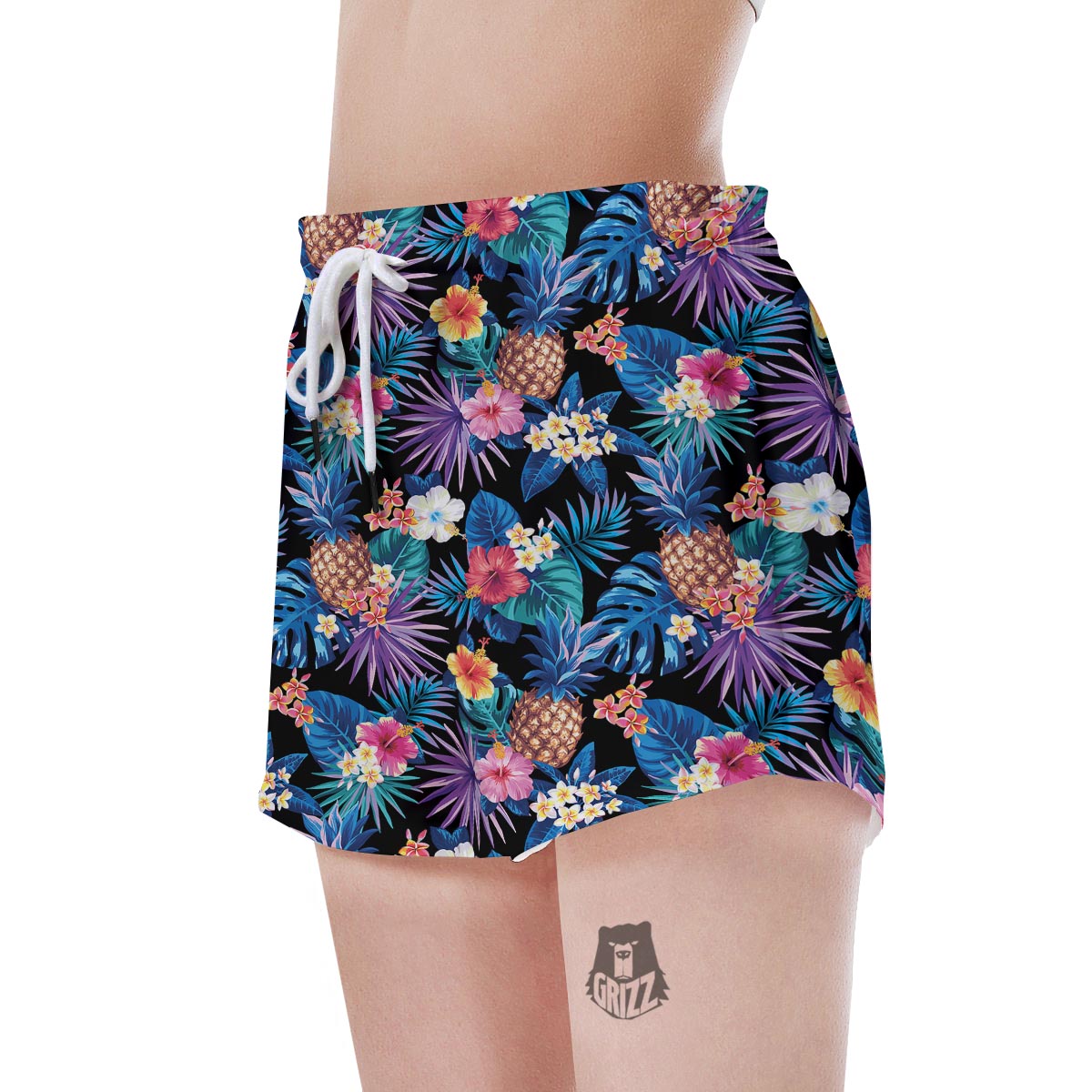 Hawaiian Floral Pineapple Print Women's Shorts-grizzshop