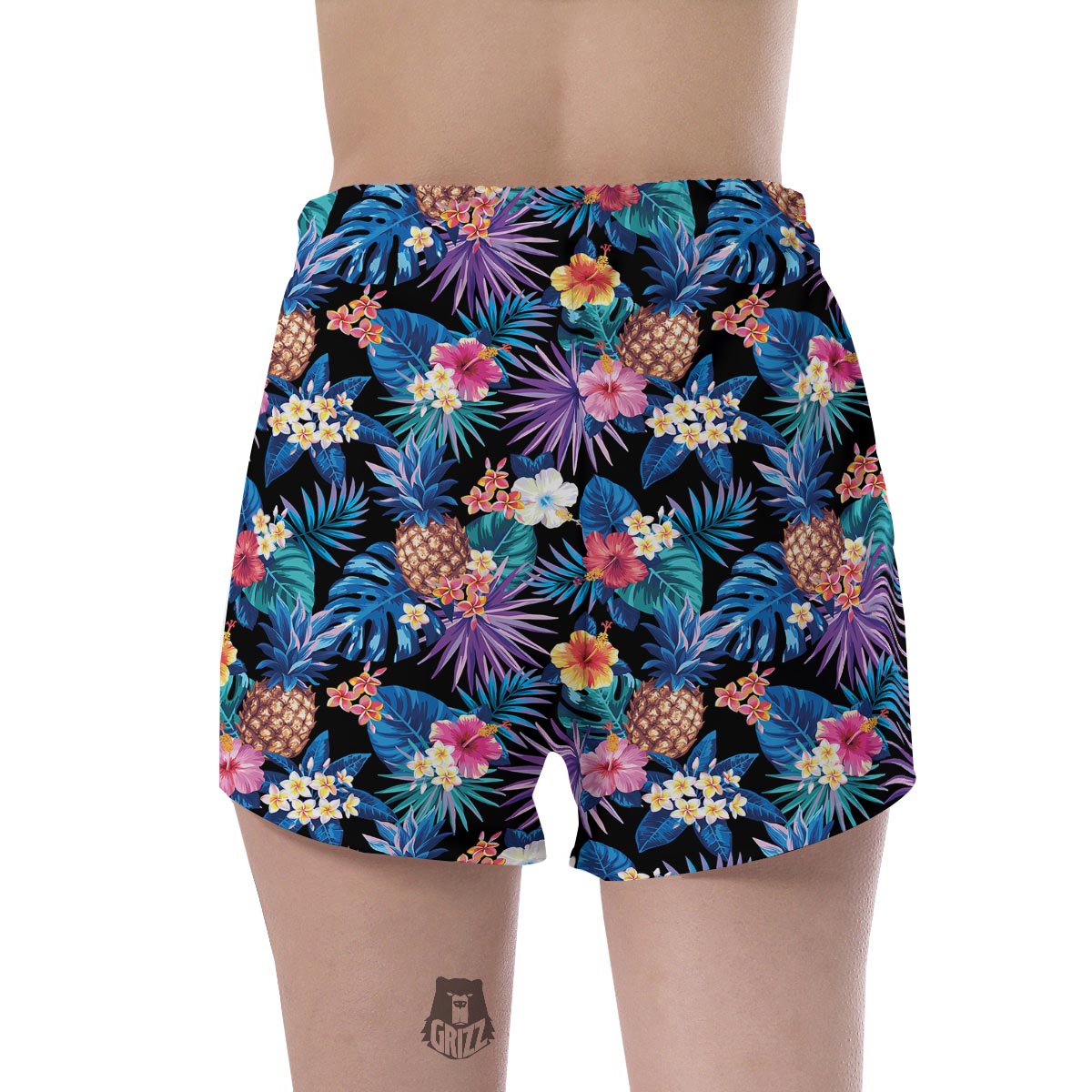 Hawaiian Floral Pineapple Print Women's Shorts-grizzshop